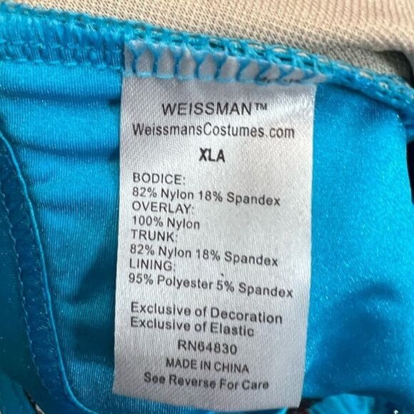 Weissman Elite Rhinestone Mesh Feather Dress Costume in Blue NEW Adult Size XL - Picture 10 of 10